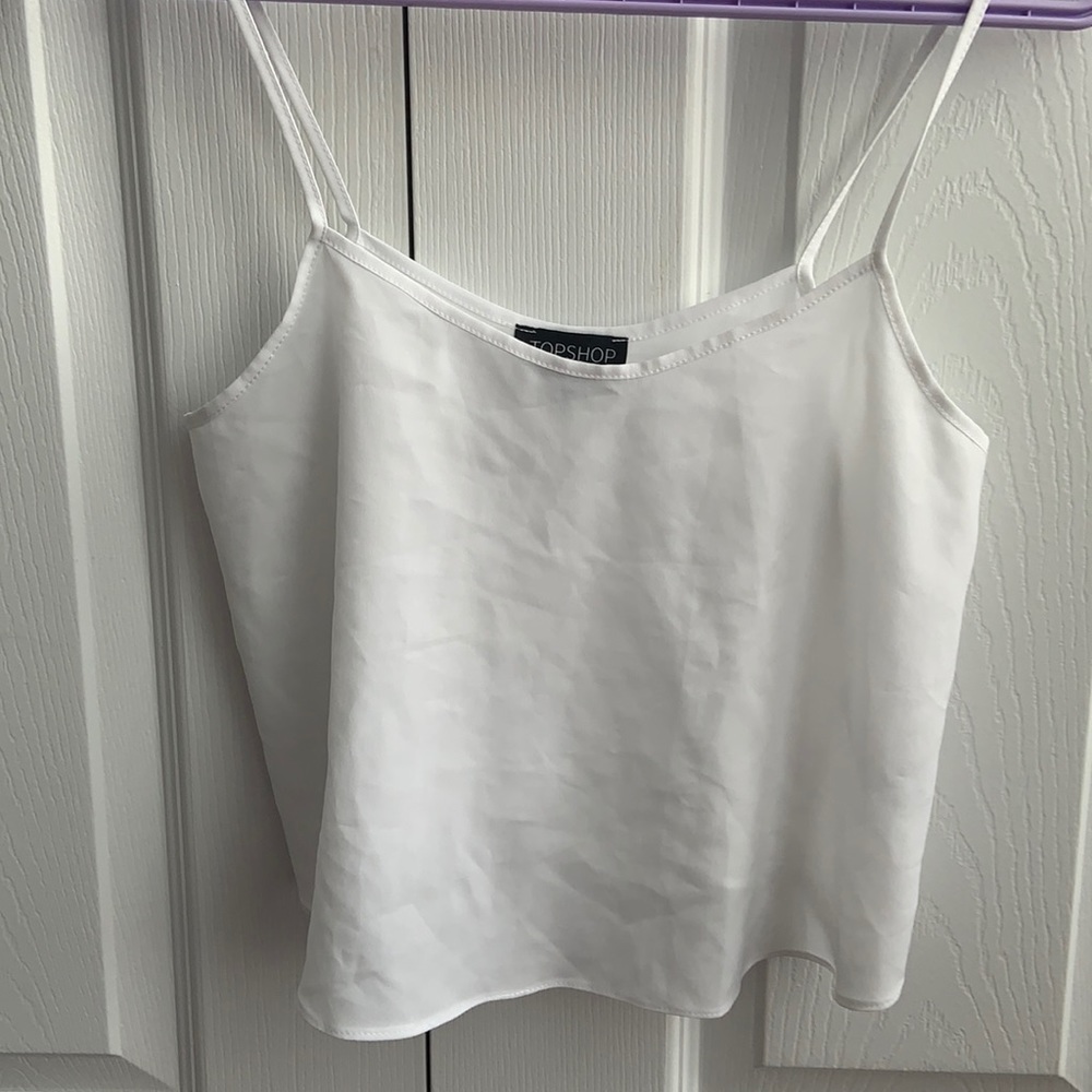 TopShop white sheer crop tank top